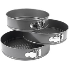 3pc Non-Stick Baking Springform Round Cake Tin Tray Pan Set Kit Spring Loaded