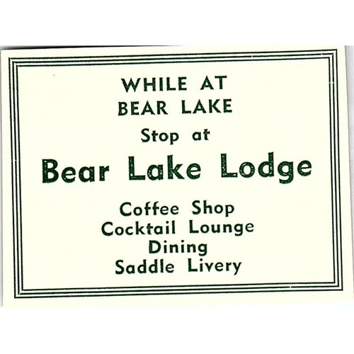 Bear lake lodge 1957 estes - bear,