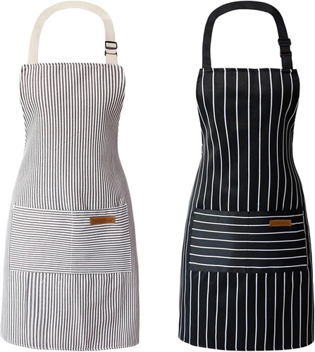 Striped cotton linen apron - striped, 2