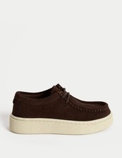 Marks & Spencer Boys Brown Leather Flat Boat Boys Shoes - M&S