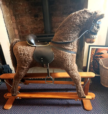 MAMA'S & PAPA'S Large Rocking Horse on Wooden Stand Leather Saddle