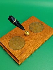 Vintage Tower Mint Coin Medallion Metropolitan Police Pen Holder / Wooden Base