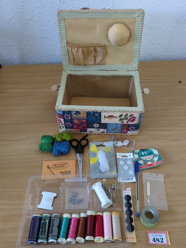 Sewing box with contents - box,