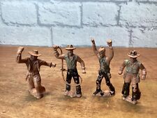 4 x Original Louis Marx Vintage 60mm Plastic Toy Cowboy Figures
