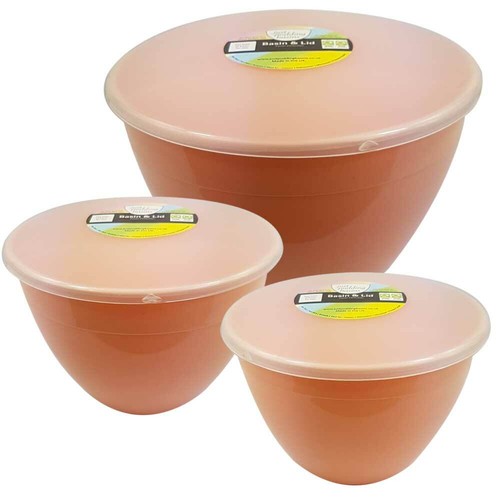 Pudding basins with lids peach - with,