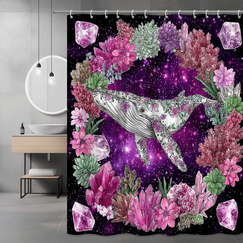 Whale floral galaxy shower - galaxy,
