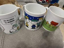 3 Vintage Kiln Craft Snoopy Collectors Mugs