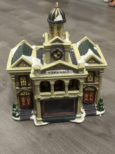Town hall porcelain lighted - town,