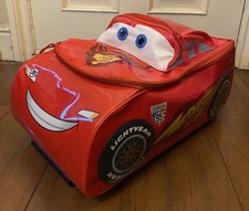 Disney Pixar CARS Lightining McQueen suitcase pull along Luggage Red *3D design*