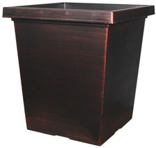 Large Plant Pots 43 Litre Copper Tall Square Plastic Planters Outdoor Garden
