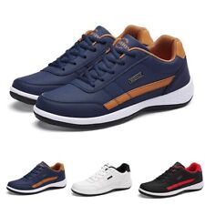 Waterproof Mens Casual Trainers Leather Walking Sports Running Gym Shoes UK Size