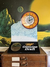 Vintage Miller Genuine Draft MGD Beer Bar Top Clock 1993 Beer Display From USA