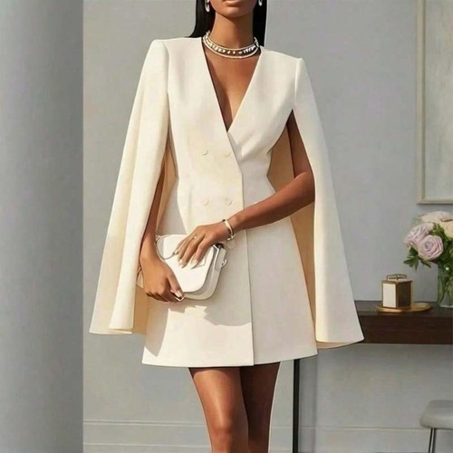 Elegant cape blazer mini dress - blazer,