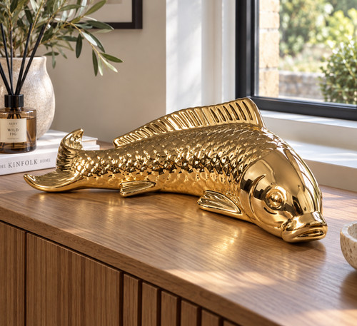 Gold koi carp fish ornament - gold,