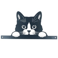 Black Metal Peeking Cat