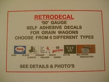 RETRODECAL GRAIN WAGON '00' Decals HAIG WALKER WHITE HORSE VAT69 See Details