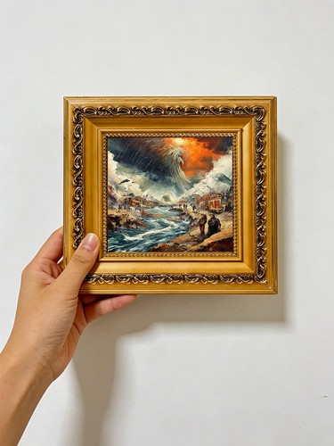 Stormy rocky coast sunset - stormy,