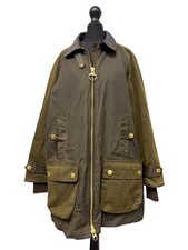 Women's BARBOUR Norwood Waxed Cotton Brown Green Zip Casual Jacket UK14 F11 