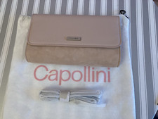 Capollini Clutch Bag “Faith" Pink 100% Leather + Detachable Shoulder chain Strap