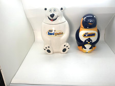 VINTAGE MCVITIES PENGUIN POLAR BEAR CERAMIC COOKIE BISCUIT JAR BARREL 1990S