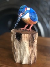 Wooden Kingfisher Carved Bird
