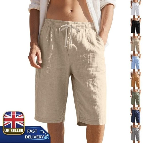 Mens linen shorts - shorts, loose