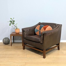 Vintage 1970s Danish Leather Lounge Chair by Georg Thams for Grant Møbelfabrik