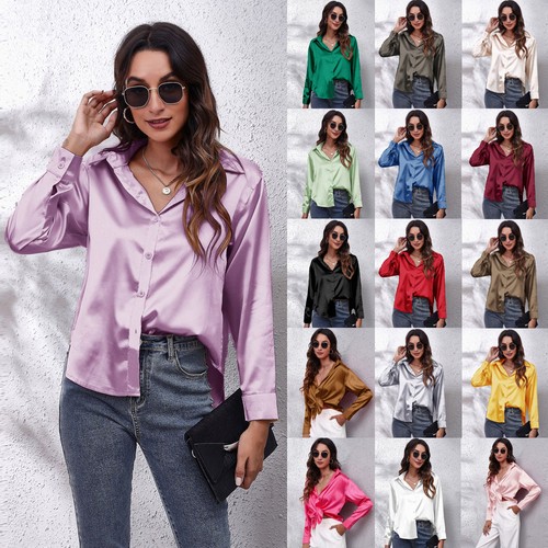 Women blouse tops satin silk - women,