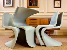 SET OF FOUR VITRA PANTON S CHAIR DESIGNED BY VERNER PANTON IN LIGHT BLUE