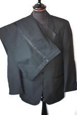 Vtg FH Etiquette black tuxedo evening 2 piece suit 38R W 32 L 30 revival