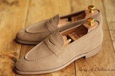 Grenson Sand Beige Suede Shoes Loafers Mens UK 7 E US 8 EU 41 NEW