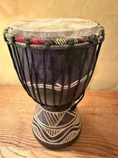 Small Hand-Carved African Djembe Drum – Rope-Tuned, Goat Skin Head, from Kenya