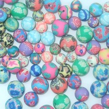 50 X ROUND POLYMER FIMO CLAY BEADS SIZES  8mm, 10mm & 12mm OR MIXED BAG B12