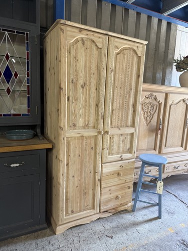 Stripped pine wardrobe - pine,