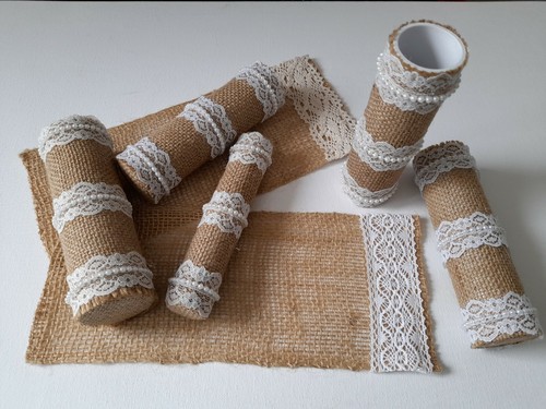 Burlap lace wedding - lace, bouquet