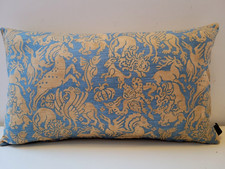 Liberty Leone Mythical Cotton Teal & Gold Velvet Fabric Cushion Cover  Oblong