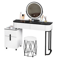 WOLTU Dressing Table with LED Lights Mirror 4 Drawers Stool Cabinet Make up Desk