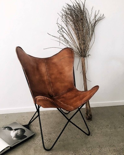 Leather butterfly chair - leather,
