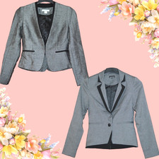 2 x WAREHOUSE H&M SIZE 6-8 GREY SMART BLAZER JACKETS WORK BUSINESS FORMAL WEAR
