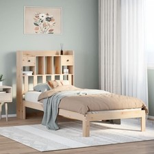 Bookcase Bed Natural Solid