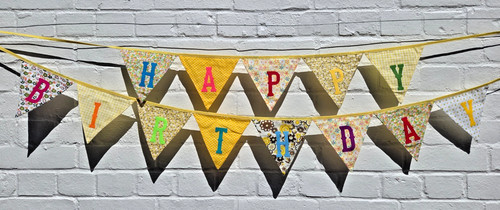 Happy birthday fabric bunting - happy,