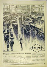 Original Old Vintage Print Dri-Ped West-End Leather War-Time Services 1918 20th
