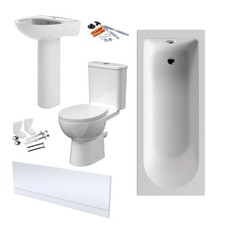 Nuie 1600x700mm Straight Bath Suite with Rimless Toilet & 550mm Sink Bathroom