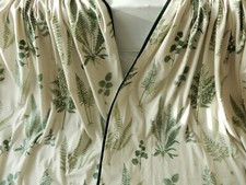 Dunelm Pair Eyelet Curtains BOTANICAL FERN Lined 100 matte Cotton 54"D