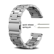 18/20/22/24mm Silver Stainless Steel Bracelet Watch Band Strap Button Clasp