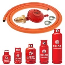 GAS BOTTLE PRESSURE REGULATOR 50mbar 2m ORANGE HOSE POL CALOR PROPANE CYLINDER