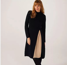 Nina Leonard Knit Dress with Inside Inset Pleat black new size small QVC