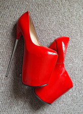 Sexy Red Exotic Stripper Platform Spike Heels Fetish