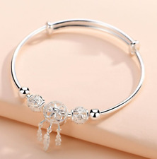 Silver Dreamcatcher Charm Tassel Feather Lucky Bead Bracelet With Gift Box
