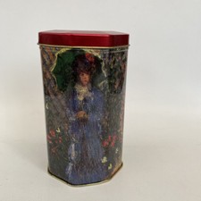 Old Fashioned Lady Design Small Storage Tin 5in High Octagon Shape